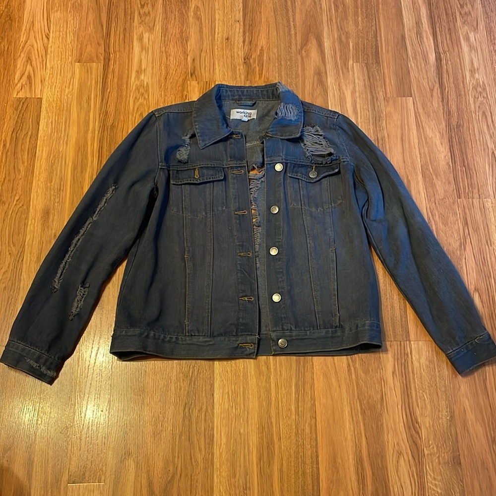 Working Title Distressed Denim Jacket Size Large